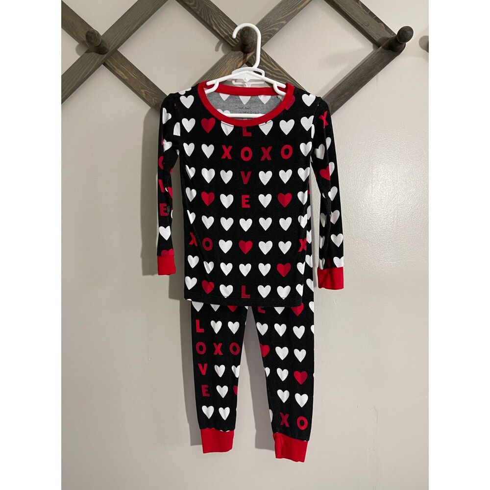 Little Sleepies 2pc Bamboo Pajamas 3T | LOVE Black Red XO Gender Neutral